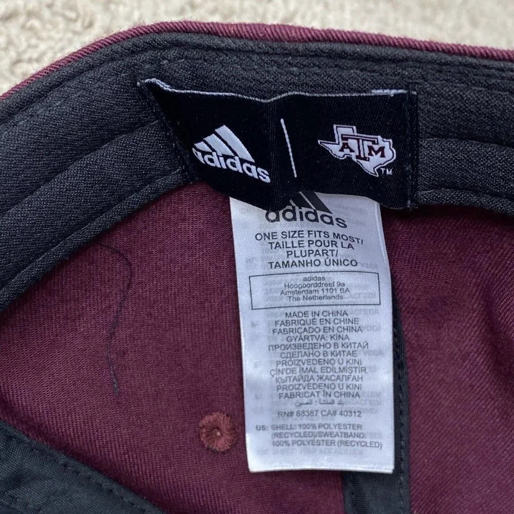 Texas A&M Aggies Adidas Hat Maroon White Script Adjustable‎ Slouch Dad Cap NWT